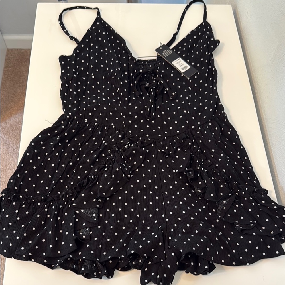 Black Polka Dot Women's Romper